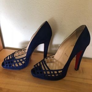 Christian Laboutin Chaluma 120 Suede Royal Heels